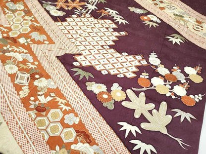 平和屋本店■極上　銀座きしや　訪問着　駒刺繍　宝尽松竹梅松皮取文様　金彩　たとう紙・共箱付き　逸品　CZAA4776s6