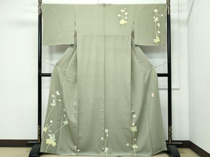 平和屋本店●極上　本加賀友禅作家　由水煌人　訪問着　草花文　油色地　さが美扱い　逸品　未使用　CZAA4777s6