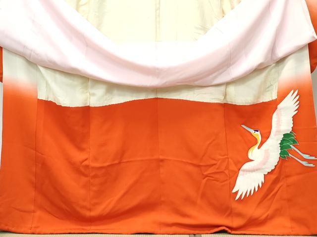 平和屋本店●極上　アンティーク　大正ロマン　振袖　飛鶴文様　暈し染め　金彩　逸品　CZAA4778s6