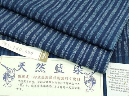 平和屋着物●極上　天然藍染　江戸小紋　間道　上代118万　証紙付き　逸品　CZAA4779s6
