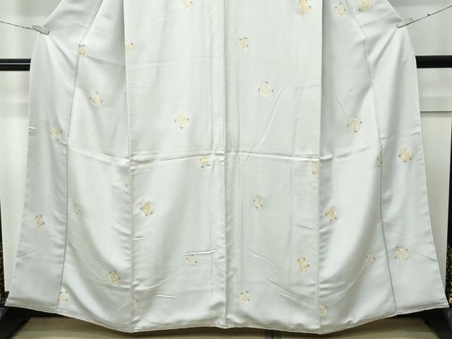平和屋着物●極上　小紋　松葉　金彩　絹鼠色地　反端付き　逸品　未使用　CZAA4784s6