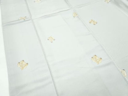 平和屋着物●極上　小紋　松葉　金彩　絹鼠色地　反端付き　逸品　未使用　CZAA4784s6