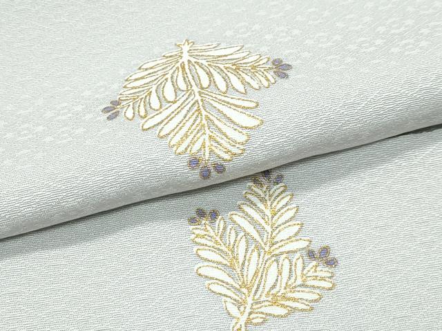 平和屋着物●極上　小紋　松葉　金彩　絹鼠色地　反端付き　逸品　未使用　CZAA4784s6