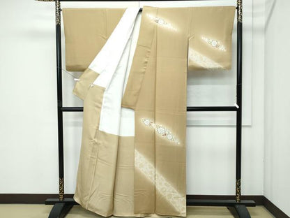 平和屋着物●極上　染色作家　小倉淳史　辻が花　絞り　暈し染め　桑染色地　逸品　CZAA4785s6