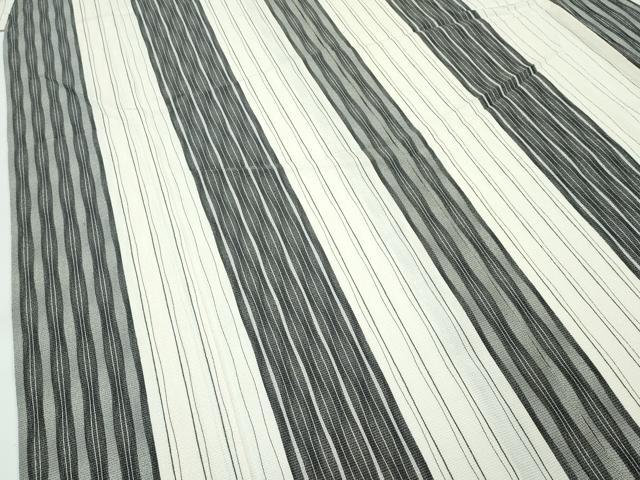 平和屋着物▽極上 筬波塩沢絣 単衣 白新染織 縞 証紙付き 逸品 CZAA4789s6