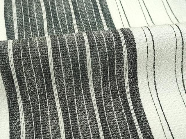 平和屋着物▽極上 筬波塩沢絣 単衣 白新染織 縞 証紙付き 逸品 CZAA4789s6