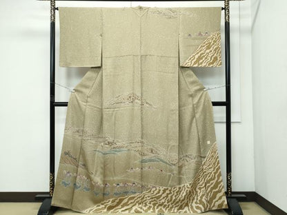 平和屋着物●極上　倉染匠　猟彩友禅作家　倉翔篁　訪問着　シルクロード　油色地　逸品　CZAA4790s6