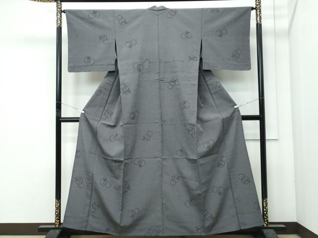 平和屋着物▽極上 本塩沢 単衣 南天 縞 紅消鼠色地 逸品 未使用 CZAA4791s6