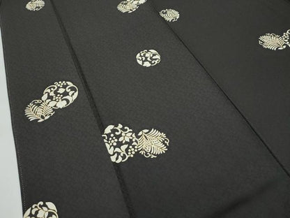 平和屋着物●極上　きもの志麻　岩下志麻ブランド　小紋　葡萄唐草丸文　金彩　檳榔子染色地　反端付き　逸品　CZAA4792s6