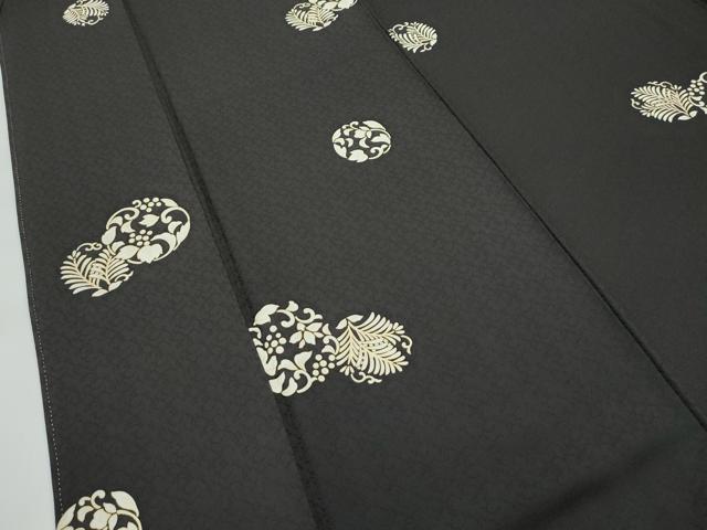 平和屋着物●極上　きもの志麻　岩下志麻ブランド　小紋　葡萄唐草丸文　金彩　檳榔子染色地　反端付き　逸品　CZAA4792s6