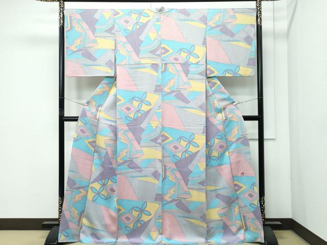 平和屋本店●極上　染色の魔術師　染乃座・大久保玄才　そめのざ玄才　小紋　幾何学文様　逸品　CZAA5752s6