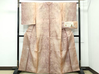 平和屋着物●極上　野蚕糸きもの　野蚕糸つむぎ　紬　霞文　証紙付き　逸品　未使用　CZAA4794s6