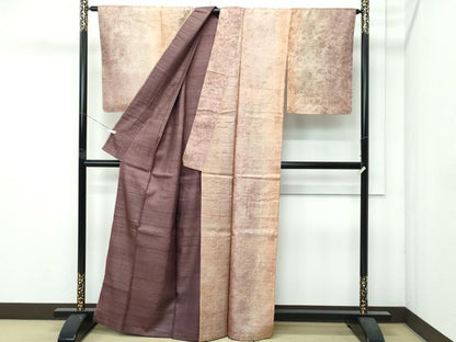 平和屋着物●極上　野蚕糸きもの　野蚕糸つむぎ　紬　霞文　証紙付き　逸品　未使用　CZAA4794s6