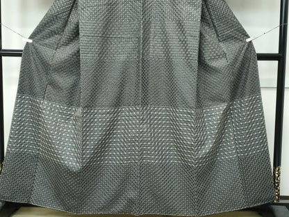 平和屋本店●極上　訪問着　総刺繍　刺し子　紬地　吉祥文　黒地　逸品　未使用　CZAA4796s6