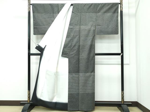 平和屋本店●極上　訪問着　総刺繍　刺し子　紬地　吉祥文　黒地　逸品　未使用　CZAA4796s6