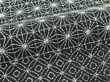 平和屋本店●極上　訪問着　総刺繍　刺し子　紬地　吉祥文　黒地　逸品　未使用　CZAA4796s6
