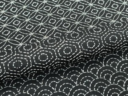 平和屋本店●極上　訪問着　総刺繍　刺し子　紬地　吉祥文　黒地　逸品　未使用　CZAA4796s6