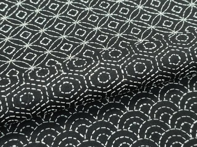 平和屋本店●極上　訪問着　総刺繍　刺し子　紬地　吉祥文　黒地　逸品　未使用　CZAA4796s6