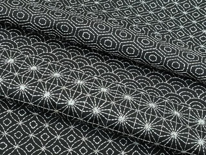 平和屋本店●極上　訪問着　総刺繍　刺し子　紬地　吉祥文　黒地　逸品　未使用　CZAA4796s6
