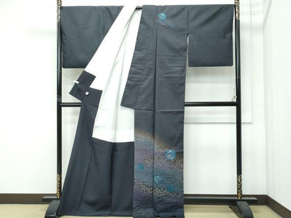 平和屋着物●極上　訪問着　本場染大島紬　絞り　雪輪花霞文　もり絹織物謹製　まるやま扱い　証紙付き　逸品　CZAA4800s6