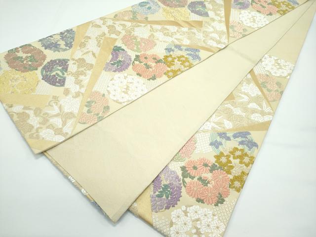 平和屋着物●極上　六通柄袋帯　唐織　吉祥裂取花文　金糸　逸品　CZAA4803s6