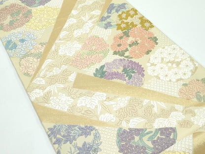平和屋着物●極上　六通柄袋帯　唐織　吉祥裂取花文　金糸　逸品　CZAA4803s6