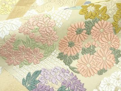 平和屋着物●極上　六通柄袋帯　唐織　吉祥裂取花文　金糸　逸品　CZAA4803s6