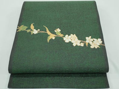 平和屋着物●極上　織楽浅野　太鼓柄袋帯　唐織　枝花文　金糸　逸品　未使用　CZAA4804s6
