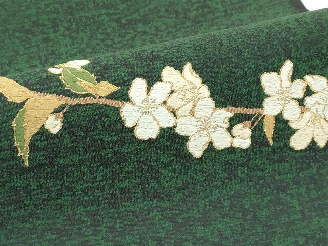 平和屋着物○極上 織楽浅野 太鼓柄袋帯 唐織 枝花文 金糸