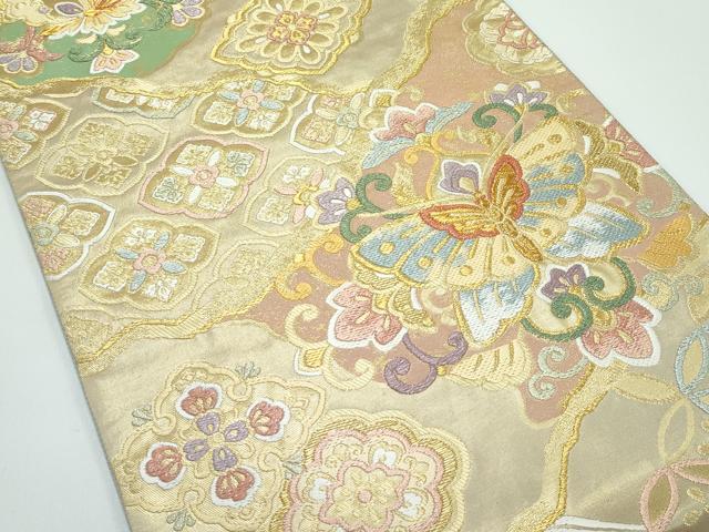 平和屋着物●極上　唐織・西陣の老舗・名門・藤原織物　六通柄袋帯　花蝶文　金銀糸　証紙付き　逸品　CZAA4812s6