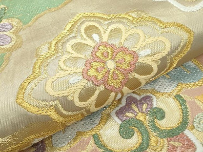 平和屋着物●極上　唐織・西陣の老舗・名門・藤原織物　六通柄袋帯　花蝶文　金銀糸　証紙付き　逸品　CZAA4812s6