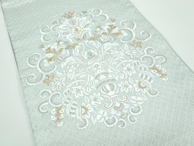 平和屋着物●極上　スリーシーズン　春夏秋　太鼓柄袋帯　総刺繍　更紗花唐草文　金銀糸　逸品　未使用　CZAA4815s6