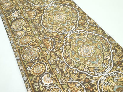平和屋本店●極上　六通柄袋帯　総刺繍　駒刺繍　正倉院花唐草文　金銀糸　逸品　CZAA4817s6