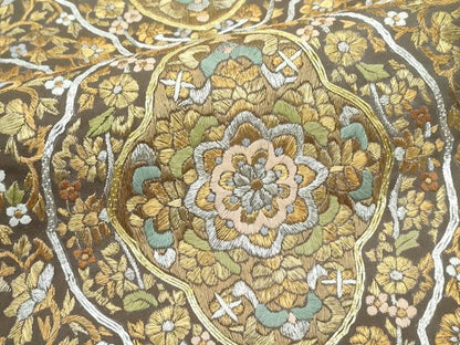 平和屋本店●極上　六通柄袋帯　総刺繍　駒刺繍　正倉院花唐草文　金銀糸　逸品　CZAA4817s6