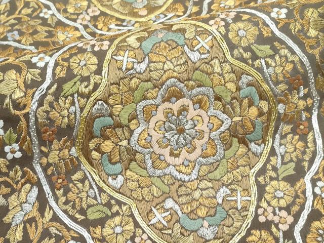 平和屋本店●極上　六通柄袋帯　総刺繍　駒刺繍　正倉院花唐草文　金銀糸　逸品　CZAA4817s6
