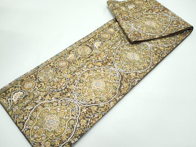平和屋本店●極上　六通柄袋帯　総刺繍　駒刺繍　正倉院花唐草文　金銀糸　逸品　CZAA4817s6
