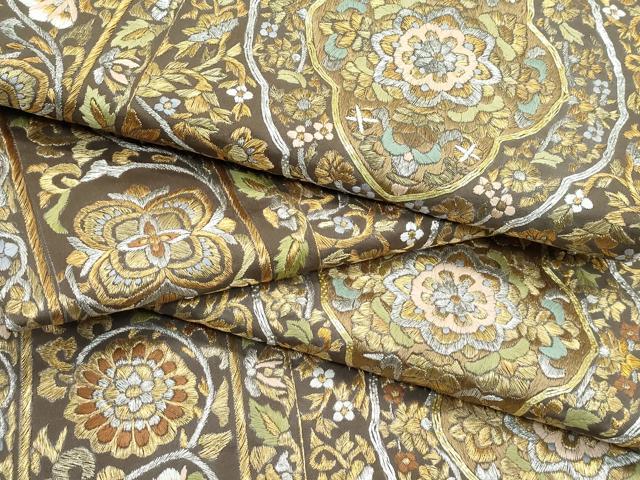 平和屋本店●極上　六通柄袋帯　総刺繍　駒刺繍　正倉院花唐草文　金銀糸　逸品　CZAA4817s6