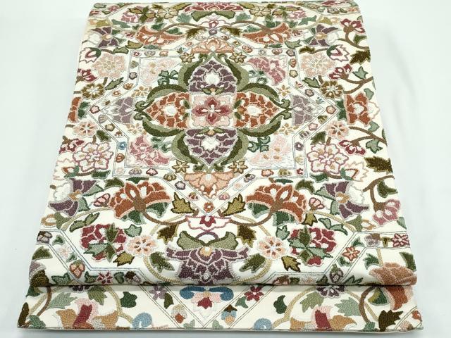 平和屋本店●極上　袋帯　中国三大刺繍　総相良刺繍　正倉院花文　金糸　逸品　CZAA4819s6