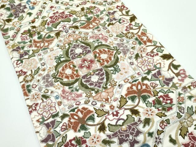 平和屋本店●極上　袋帯　中国三大刺繍　総相良刺繍　正倉院花文　金糸　逸品　CZAA4819s6