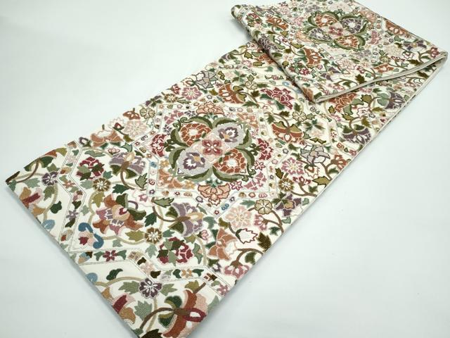 平和屋本店●極上　袋帯　中国三大刺繍　総相良刺繍　正倉院花文　金糸　逸品　CZAA4819s6