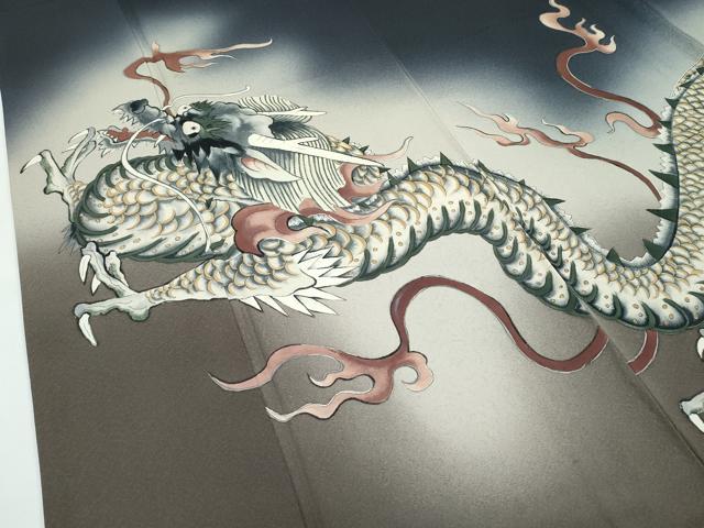 平和屋本店●極上　染色作家　草野一騎　色留袖　手描き　龍　暈し染め　蝋色地　健勝苑扱い　逸品　CZAA4825s6
