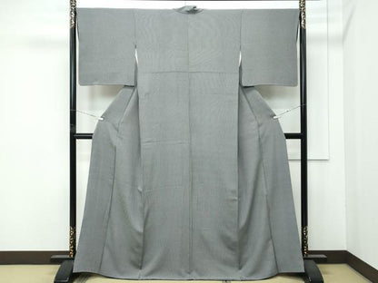 平和屋着物●極上　江戸小紋　万筋　黒×枯野色　逸品　CZAA4827s6