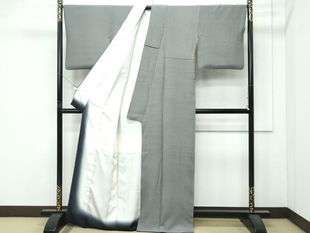 平和屋着物●極上　江戸小紋　万筋　黒×枯野色　逸品　CZAA4827s6