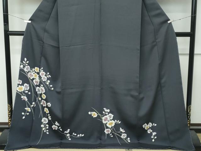 平和屋着物●極上　訪問着　草花文　墨色地　逸品　未使用　CZAA4829s6 平和屋着物○極上 訪問着 草花文 墨色地 逸品 未使用 CZAA4829s6の通販