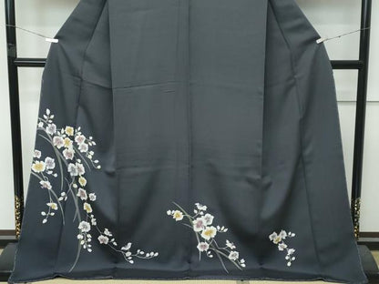 平和屋着物●極上　訪問着　草花文　墨色地　逸品　未使用　CZAA4829s6