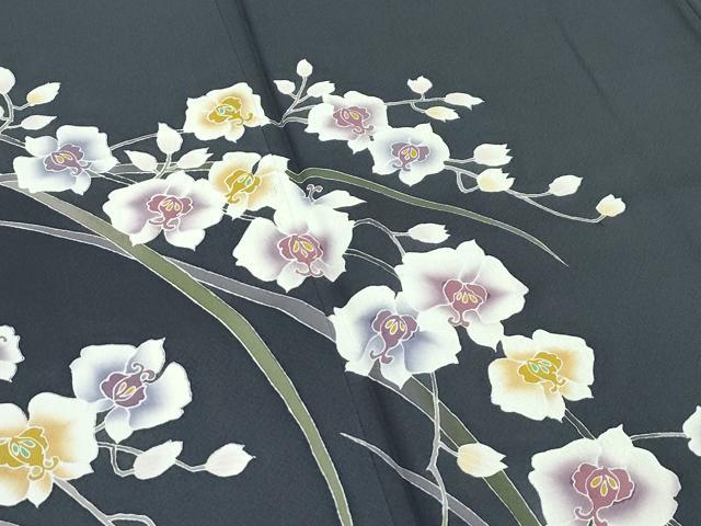 平和屋着物●極上　訪問着　草花文　墨色地　逸品　未使用　CZAA4829s6