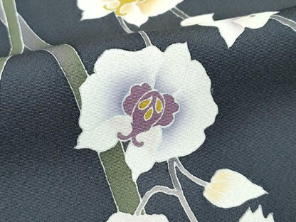 平和屋着物●極上　訪問着　草花文　墨色地　逸品　未使用　CZAA4829s6