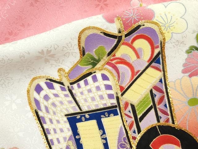平和屋着物[]極上 女の子 祝着 産着 初着 長襦袢セット のしめ お宮詣り 駒刺繍 絞り 御所車花文 金彩 洗朱色地 逸品 未使用 CZAA4839s6