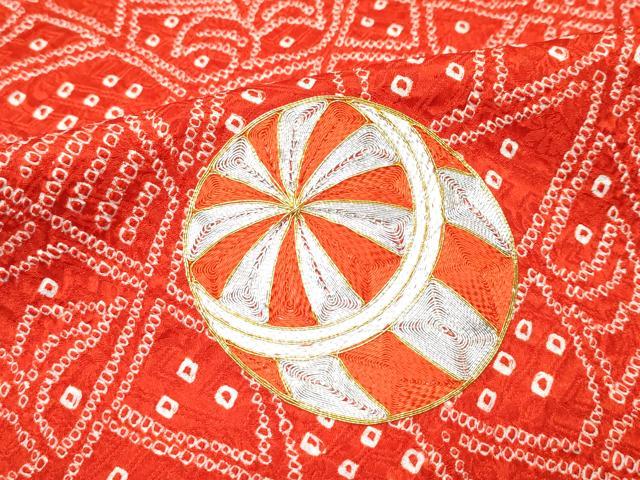 平和屋着物[]極上　七五三　女の子　7歳　祝着・袋帯セット　駒刺繍　絞り　毬　金銀糸　逸品　CZAA4840s6