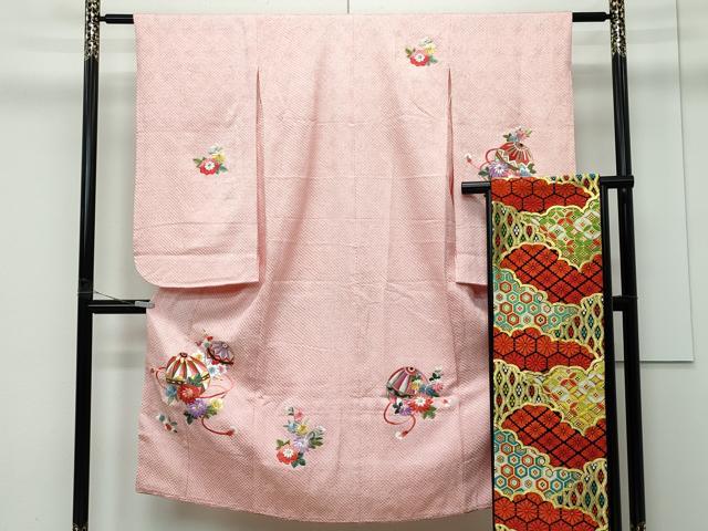 平和屋着物[]極上 七五三 女の子 7歳 祝着・袋帯セット 総絞り 総刺繍